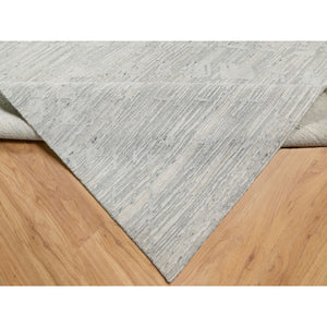10'x10' Platinum Gray, Modern Design, Hand Spun, Undyed Natural Wool, Cut and Loop Pile, Hand Knotted, Square Oriental Rug FWR545016