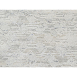 10'x10' Platinum Gray, Modern Design, Hand Spun, Undyed Natural Wool, Cut and Loop Pile, Hand Knotted, Square Oriental Rug FWR545016