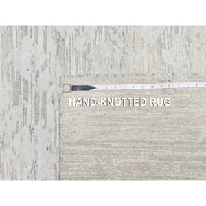 10'x10' Platinum Gray, Modern Design, Hand Spun, Undyed Natural Wool, Cut and Loop Pile, Hand Knotted, Square Oriental Rug FWR545016
