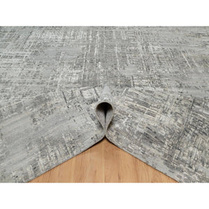 12'x14'19" Sterling Gray, Hand Spun, Modern, Undyed Natural Wool, Hand Knotted, Oversized, Oriental Rug FWR545022