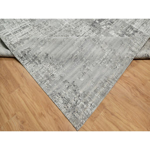 12'x14'19" Sterling Gray, Hand Spun, Modern, Undyed Natural Wool, Hand Knotted, Oversized, Oriental Rug FWR545022
