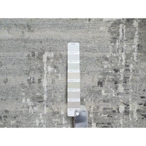 12'x14'19" Sterling Gray, Hand Spun, Modern, Undyed Natural Wool, Hand Knotted, Oversized, Oriental Rug FWR545022
