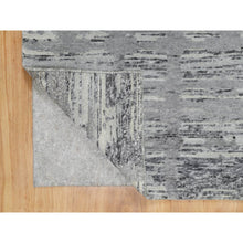 Load image into Gallery viewer, 2&#39;6&quot;x10&#39; Ash Gray, Hand Spun, Undyed Natural Wool, Modern Criss Cross Erased Design, Hand Knotted, Runner, Oriental Rug FWR545058