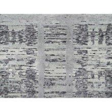Load image into Gallery viewer, 2&#39;6&quot;x10&#39; Ash Gray, Hand Spun, Undyed Natural Wool, Modern Criss Cross Erased Design, Hand Knotted, Runner, Oriental Rug FWR545058