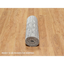 Load image into Gallery viewer, 2&#39;6&quot;x10&#39; Ash Gray, Hand Spun, Undyed Natural Wool, Modern Criss Cross Erased Design, Hand Knotted, Runner, Oriental Rug FWR545058
