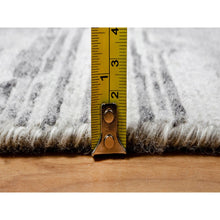 Load image into Gallery viewer, 2&#39;6&quot;x10&#39; Ash Gray, Hand Spun, Undyed Natural Wool, Modern Criss Cross Erased Design, Hand Knotted, Runner, Oriental Rug FWR545058