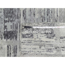 Load image into Gallery viewer, 2&#39;6&quot;x10&#39; Ash Gray, Hand Spun, Undyed Natural Wool, Modern Criss Cross Erased Design, Hand Knotted, Runner, Oriental Rug FWR545058