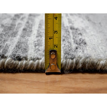Load image into Gallery viewer, 2&#39;6&quot;x11&#39;8&quot; Medium Gray, Undyed Natural Wool, Hand Knotted, Modern Criss Cross Erased Design, Hand Spun, Runner, Oriental Rug FWR545064