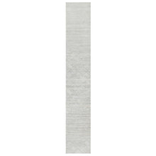 Load image into Gallery viewer, 2&#39;6&quot;x15&#39;9&quot; Platinum Gray, Undyed Natural Wool, Hand Knotted, Modern Design, Hand Spun, Cut and Loop Pile, XL Runner, Oriental Rug FWR545070