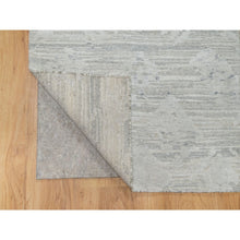 Load image into Gallery viewer, 2&#39;6&quot;x15&#39;9&quot; Platinum Gray, Undyed Natural Wool, Hand Knotted, Modern Design, Hand Spun, Cut and Loop Pile, XL Runner, Oriental Rug FWR545070