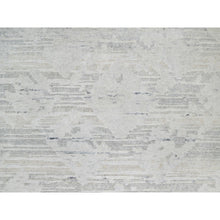 Load image into Gallery viewer, 2&#39;6&quot;x15&#39;9&quot; Platinum Gray, Undyed Natural Wool, Hand Knotted, Modern Design, Hand Spun, Cut and Loop Pile, XL Runner, Oriental Rug FWR545070