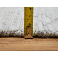 Load image into Gallery viewer, 2&#39;6&quot;x15&#39;9&quot; Platinum Gray, Undyed Natural Wool, Hand Knotted, Modern Design, Hand Spun, Cut and Loop Pile, XL Runner, Oriental Rug FWR545070