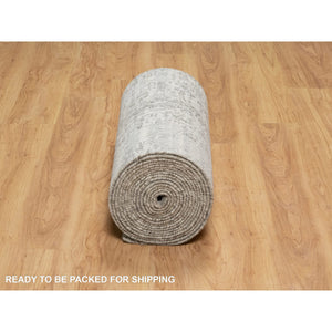 2'7"x28' Magnetic Gray, Modern Design, Hand Spun, Undyed Natural Wool, Hand Knotted, Xl Runner, Oriental Rug FWR545076