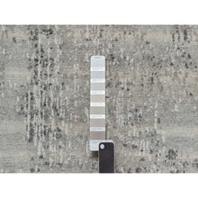Load image into Gallery viewer, 2&#39;6&quot;x30&#39; Pastel Gray, Undyed Natural Wool, Hand Knotted, Modern Design, Hand Spun, Xl Runner, Oriental Rug FWR545094