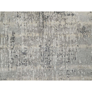 2'6"x30' Pastel Gray, Undyed Natural Wool, Hand Knotted, Modern Design, Hand Spun, Xl Runner, Oriental Rug FWR545094
