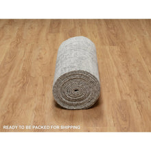 Load image into Gallery viewer, 2&#39;6&quot;x30&#39; Pastel Gray, Undyed Natural Wool, Hand Knotted, Modern Design, Hand Spun, Xl Runner, Oriental Rug FWR545094