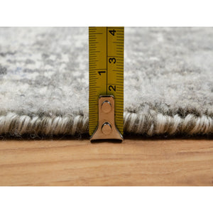 2'6"x30' Pastel Gray, Undyed Natural Wool, Hand Knotted, Modern Design, Hand Spun, Xl Runner, Oriental Rug FWR545094