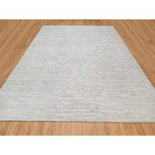 Load image into Gallery viewer, 12&#39;1&quot;x12&#39;1&quot; Platinum Gray, Modern Design, Hand Spun, Undyed Natural Wool, Cut and Loop Pile, Hand Knotted, Square, Oriental Rug FWR545100