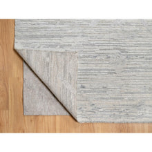 Load image into Gallery viewer, 12&#39;1&quot;x12&#39;1&quot; Platinum Gray, Modern Design, Hand Spun, Undyed Natural Wool, Cut and Loop Pile, Hand Knotted, Square, Oriental Rug FWR545100