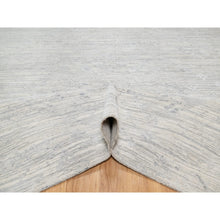 Load image into Gallery viewer, 12&#39;1&quot;x12&#39;1&quot; Platinum Gray, Modern Design, Hand Spun, Undyed Natural Wool, Cut and Loop Pile, Hand Knotted, Square, Oriental Rug FWR545100