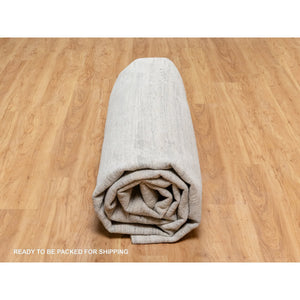 12'1"x12'1" Platinum Gray, Modern Design, Hand Spun, Undyed Natural Wool, Cut and Loop Pile, Hand Knotted, Square, Oriental Rug FWR545100