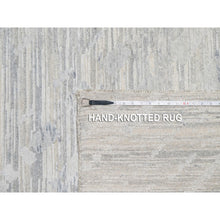 Load image into Gallery viewer, 12&#39;1&quot;x12&#39;1&quot; Platinum Gray, Modern Design, Hand Spun, Undyed Natural Wool, Cut And Loop Pile, Hand Knotted, Square, Oriental Rug FWR545100