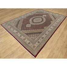 Load image into Gallery viewer, 8&#39;10&quot;x12&#39;4&quot; Wine Red, 250 Kpsi, Hand Knotted, Super Mahi With Large Medallion, Wool And Silk, Oriental Rug FWR545136