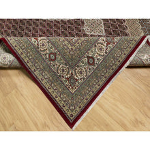 Load image into Gallery viewer, 8&#39;10&quot;x12&#39;4&quot; Wine Red, 250 KPSI, Hand Knotted, Super Mahi with Large Medallion, Wool and Silk, Oriental Rug FWR545136