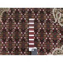 Load image into Gallery viewer, 8&#39;10&quot;x12&#39;4&quot; Wine Red, 250 KPSI, Hand Knotted, Super Mahi with Large Medallion, Wool and Silk, Oriental Rug FWR545136