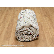 Load image into Gallery viewer, 9&#39;x12&#39;2&quot; Natural White, 250 KPSI, Nain All Over Floral Design, Hand Knotted, Wool and Silk, Oriental Rug FWR545160