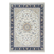 Load image into Gallery viewer, 8&#39;10&quot;x12&#39;2&quot; Isabelline White, Nain with Center Medallion Flower Design, 250 KPSI, Wool and Silk, Hand Knotted, Oriental Rug FWR545184