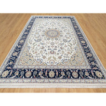 Load image into Gallery viewer, 8&#39;10&quot;x12&#39;2&quot; Isabelline White, Nain with Center Medallion Flower Design, 250 KPSI, Wool and Silk, Hand Knotted, Oriental Rug FWR545184