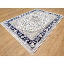 Load image into Gallery viewer, 8&#39;10&quot;x12&#39;2&quot; Isabelline White, Nain with Center Medallion Flower Design, 250 KPSI, Wool and Silk, Hand Knotted, Oriental Rug FWR545184