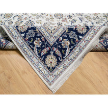 Load image into Gallery viewer, 8&#39;10&quot;x12&#39;2&quot; Isabelline White, Nain with Center Medallion Flower Design, 250 KPSI, Wool and Silk, Hand Knotted, Oriental Rug FWR545184