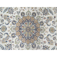 Load image into Gallery viewer, 8&#39;10&quot;x12&#39;2&quot; Isabelline White, Nain with Center Medallion Flower Design, 250 KPSI, Wool and Silk, Hand Knotted, Oriental Rug FWR545184