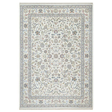 Load image into Gallery viewer, 10&#39;x14&#39;2&quot; Vivid White, Wool and Silk, Nain All Over Floral Design, Hand Knotted, 250 KPSI, Oriental Rug FWR545196