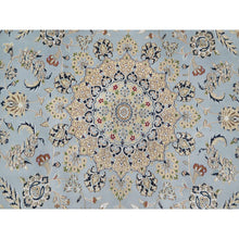 Load image into Gallery viewer, 9&#39;x9&#39; Beau Blue, Hand Knotted, Nain with Large Center Medallion, 250 KPSI, Wool and Silk, Round, Oriental Rug FWR545202