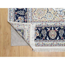 Load image into Gallery viewer, 7&#39;10&quot;x10&#39;1&quot; Stone White, Nain with Center Medallion Flower Design, 250 KPSI, Super Fine Weave, Wool and Silk, Hand Knotted, Oriental Rug FWR545208