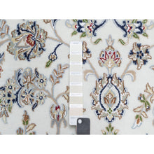 Load image into Gallery viewer, 7&#39;10&quot;x10&#39;1&quot; Stone White, Nain with Center Medallion Flower Design, 250 KPSI, Super Fine Weave, Wool and Silk, Hand Knotted, Oriental Rug FWR545208