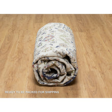 Load image into Gallery viewer, 7&#39;10&quot;x10&#39;1&quot; Stone White, Nain with Center Medallion Flower Design, 250 KPSI, Super Fine Weave, Wool and Silk, Hand Knotted, Oriental Rug FWR545208