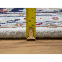Load image into Gallery viewer, 7&#39;10&quot;x10&#39;1&quot; Stone White, Nain with Center Medallion Flower Design, 250 KPSI, Super Fine Weave, Wool and Silk, Hand Knotted, Oriental Rug FWR545208