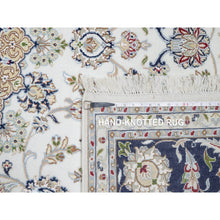 Load image into Gallery viewer, 7&#39;10&quot;x10&#39;1&quot; Stone White, Nain with Center Medallion Flower Design, 250 KPSI, Super Fine Weave, Wool and Silk, Hand Knotted, Oriental Rug FWR545208