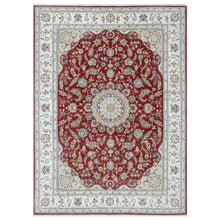 Load image into Gallery viewer, 8&#39;9&quot;x12&#39; Falu Red, Nain with Center Medallion Flower Design, Hand Knotted, Wool and Silk, 250 KPSI, Oriental Rug FWR545214