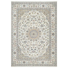 Load image into Gallery viewer, 9&#39;9&quot;x13&#39;9&quot; Spring White, 250 KPSI, Nain with Center Motif Flower Design, Wool and Silk, Hand Knotted, Oriental Rug FWR545226