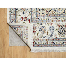 Load image into Gallery viewer, 9&#39;9&quot;x13&#39;9&quot; Spring White, 250 KPSI, Nain with Center Motif Flower Design, Wool and Silk, Hand Knotted, Oriental Rug FWR545226
