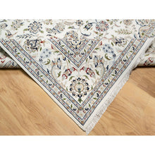 Load image into Gallery viewer, 9&#39;9&quot;x13&#39;9&quot; Spring White, 250 KPSI, Nain with Center Motif Flower Design, Wool and Silk, Hand Knotted, Oriental Rug FWR545226