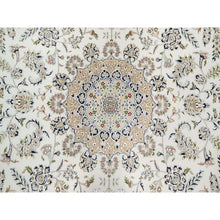 Load image into Gallery viewer, 9&#39;9&quot;x13&#39;9&quot; Spring White, 250 KPSI, Nain with Center Motif Flower Design, Wool and Silk, Hand Knotted, Oriental Rug FWR545226