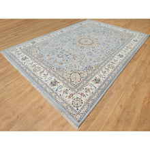 Load image into Gallery viewer, 9&#39;9&quot;x14&#39;3&quot; Beau Blue, Wool and Silk, Hand Knotted, Nain with Large Center Medallion, 250 KPSI, Oriental Rug FWR545232