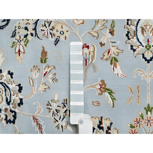 9'9"x14'3" Beau Blue, Wool and Silk, Hand Knotted, Nain with Large Center Medallion, 250 KPSI, Oriental Rug FWR545232