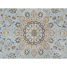 Load image into Gallery viewer, 9&#39;9&quot;x14&#39;3&quot; Beau Blue, Wool and Silk, Hand Knotted, Nain with Large Center Medallion, 250 KPSI, Oriental Rug FWR545232